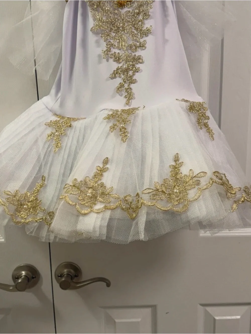 Girls White & Gold Swan Lake Ballet Tutu Costume Dress 11-12 Years